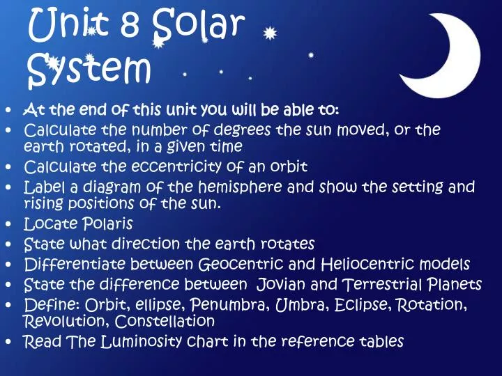 unit 8 solar system