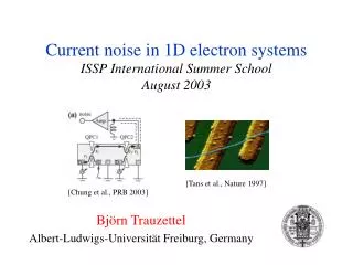 Current noise in 1D electron systems ISSP International Summer School August 2003