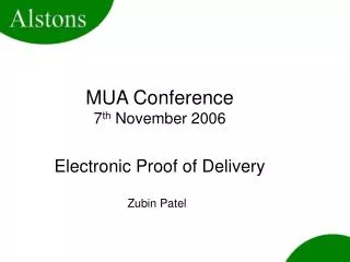 MUA Conference 7 th November 2006
