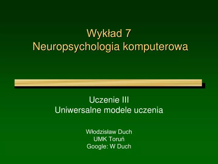 wyk ad 7 neuropsychologia komputerowa