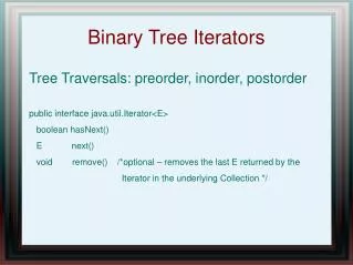 Binary Tree Iterators
