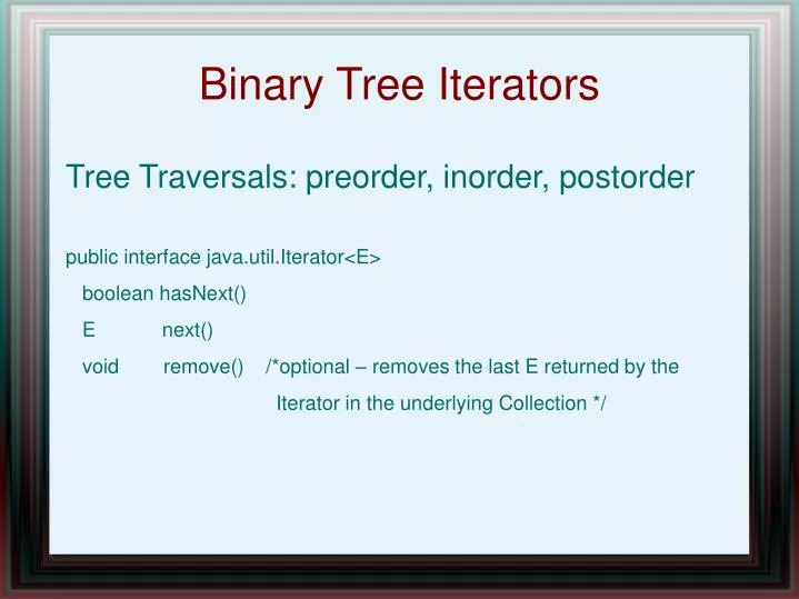 binary tree iterators
