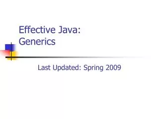 Effective Java: Generics