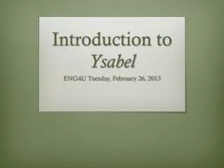 Introduction to Ysabel
