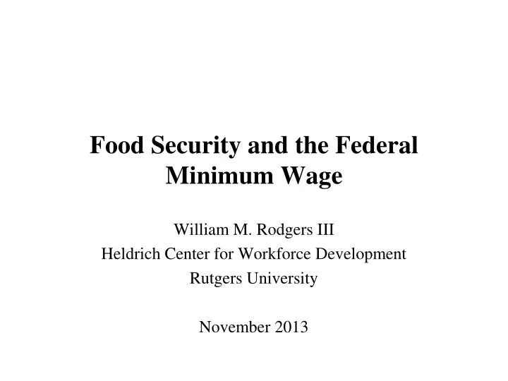 food security and the federal minimum wage