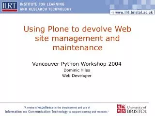 Using Plone to devolve Web site management and maintenance