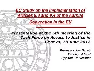 EC Study on the Implementation of Articles 9.3 and 9.4 of the Aarhus Convention in the EU