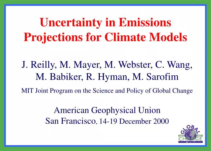 uncertainty in emissions projections for climate models