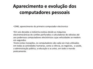 aparecimento e evolu o dos computadores pessoais