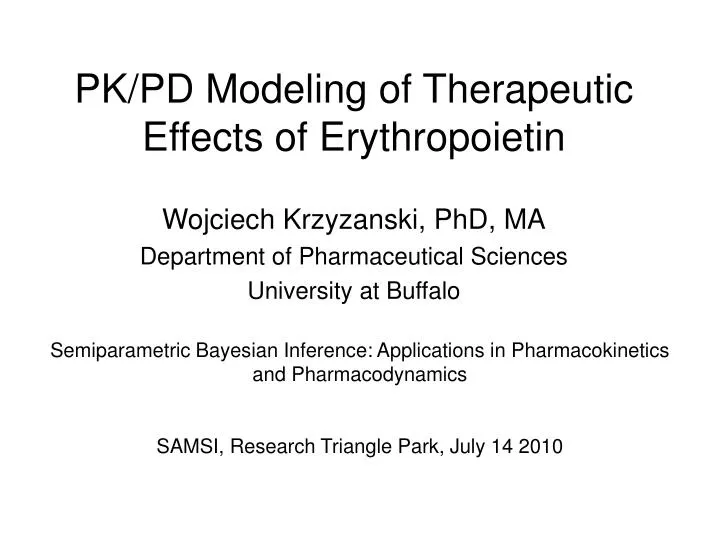 pk pd modeling of therapeutic effects of erythropoietin