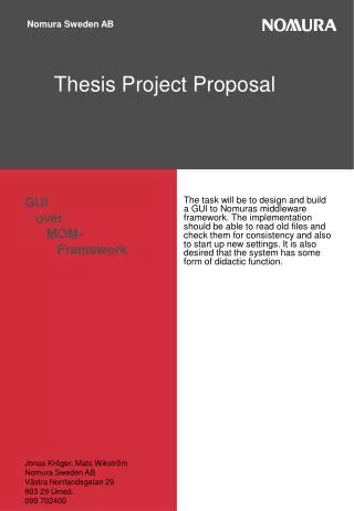 Thesis Project Proposal,
