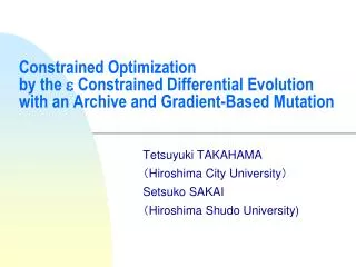 Tetsuyuki TAKAHAMA ? Hiroshima City University ? Setsuko SAKAI ? Hiroshima Shudo University)