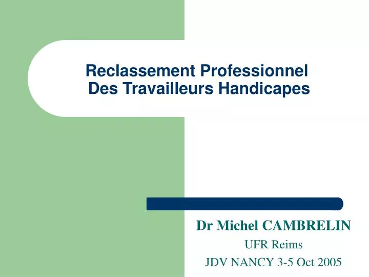 reclassement professionnel des travailleurs handicapes