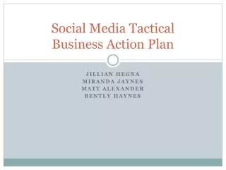Social Media Tactical Business Action Plan