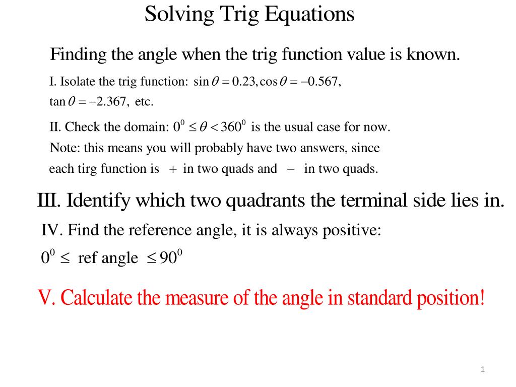 PPT - Solving Trig Eqns I PowerPoint Presentation, free download - ID ...