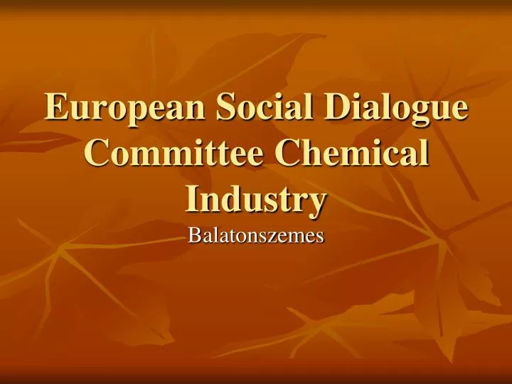 european social dialogue committee chemical industry