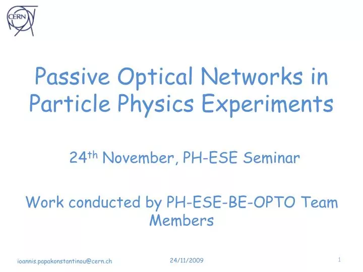 passive optical networks in particle physics experiments