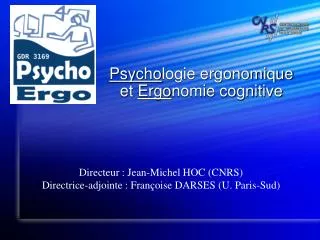 psycho logie ergonomique et ergo nomie cognitive