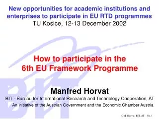 How to participate in the 6th EU Framework Programme