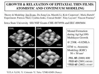 GROWTH &amp; RELAXATION OF EPITAXIAL THIN FILMS: ATOMISTIC AND CONTINUUM MODELING