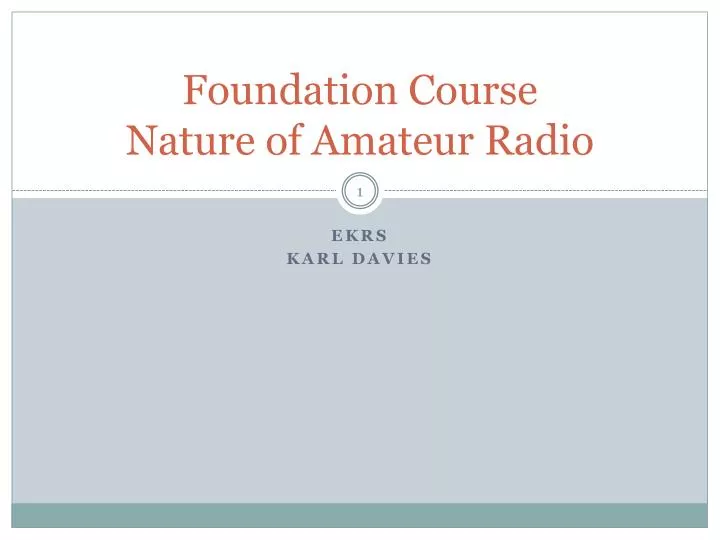 foundation course nature of amateur radio
