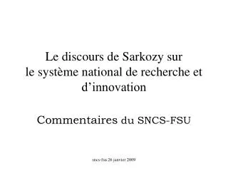 le discours de sarkozy sur le syst me national de recherche et d innovation