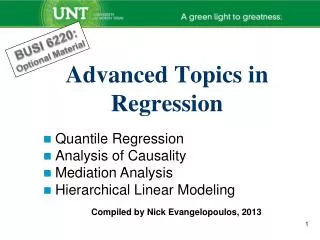 Advanced Topics in Regression