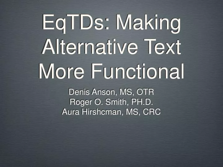 eqtds making alternative text more functional