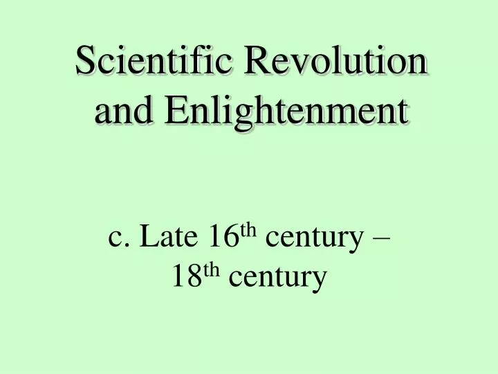 scientific revolution and enlightenment