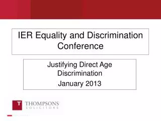 IER Equality and Discrimination Conference