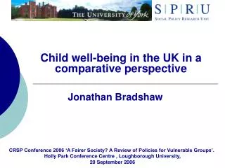 Child well-being in the UK in a comparative perspective