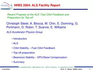 IWBS 2004: ALS Facility Report