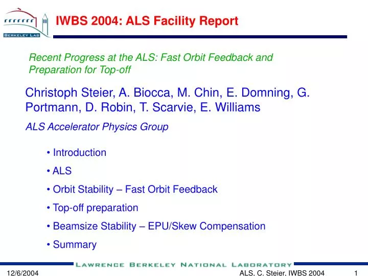 iwbs 2004 als facility report