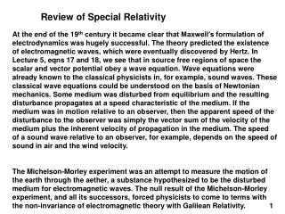 Review of Special Relativity