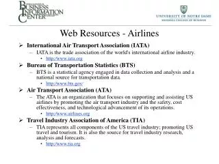 Web Resources - Airlines