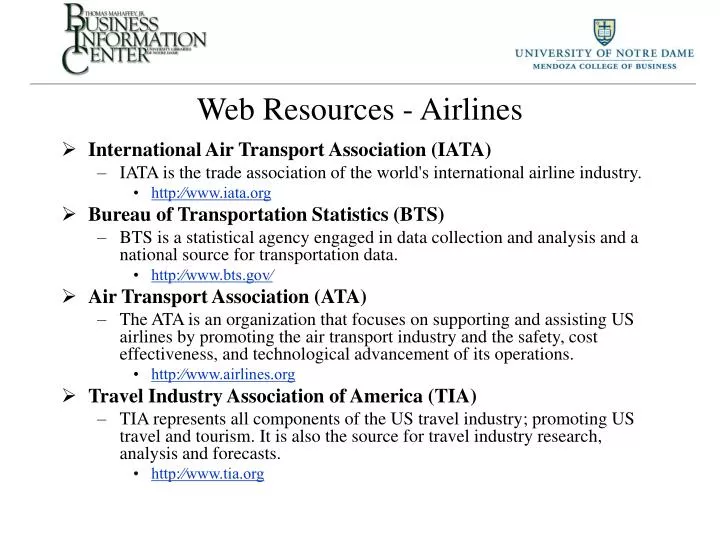 web resources airlines