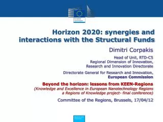 Horizon 2020: synergies and interactions with the Structural Funds