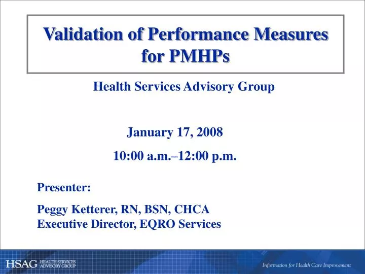 validation of performance measures for pmhps