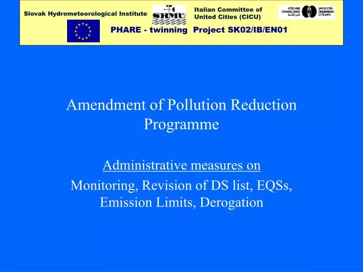 amendment of pollution reduction programme