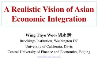 A Realistic Vision of Asian Economic Integration