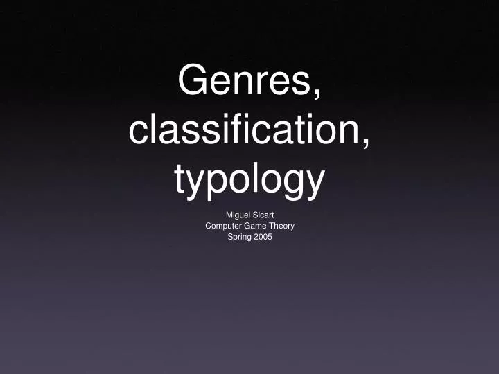 genres classification typology
