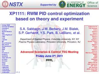 XP1111: RWM PID control optimization based on theory and experiment