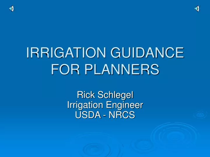 irrigation guidance for planners