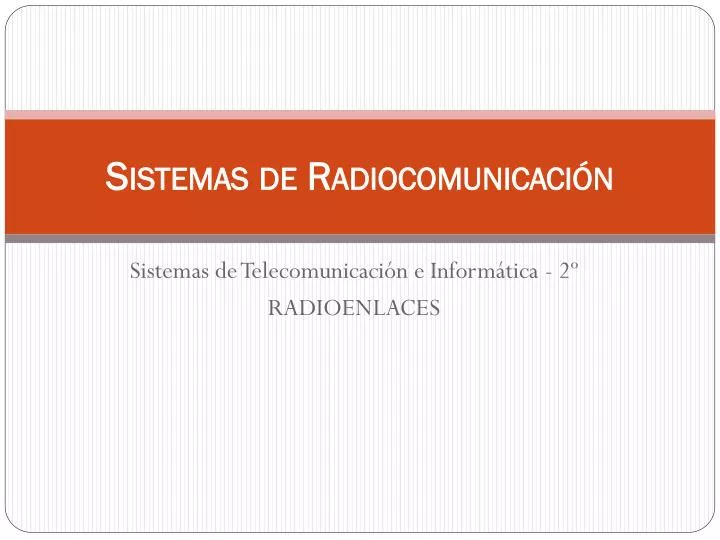 sistemas de radiocomunicaci n