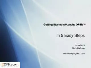 Getting Started w/Apache OFBiz ?