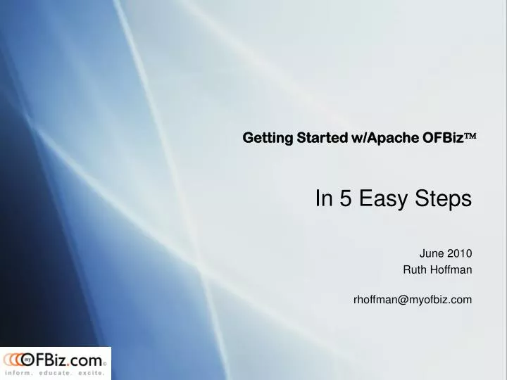 getting started w apache ofbiz