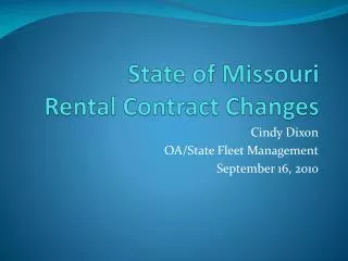 State of Missouri Rental Contract Changes