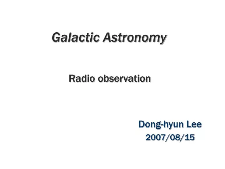 galactic astronomy