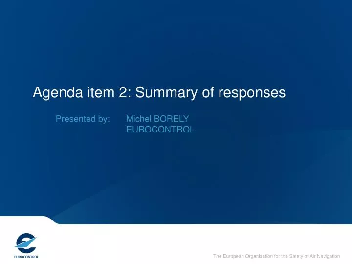 agenda item 2 summary of responses