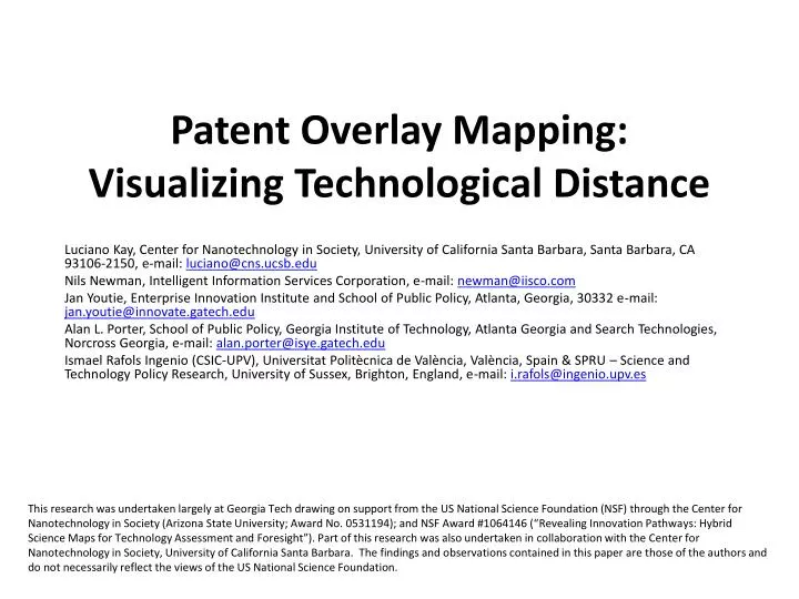patent overlay mapping visualizing technological distance
